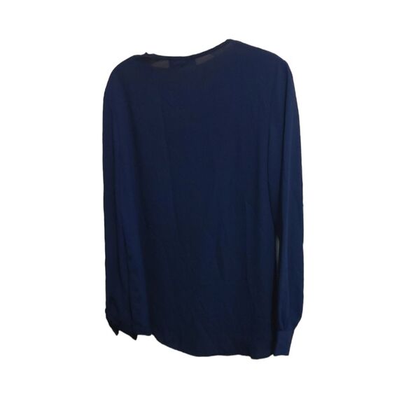 WAYF Navy Blue Long sleeve Keyhole Blouse. - Picture 6 of 9